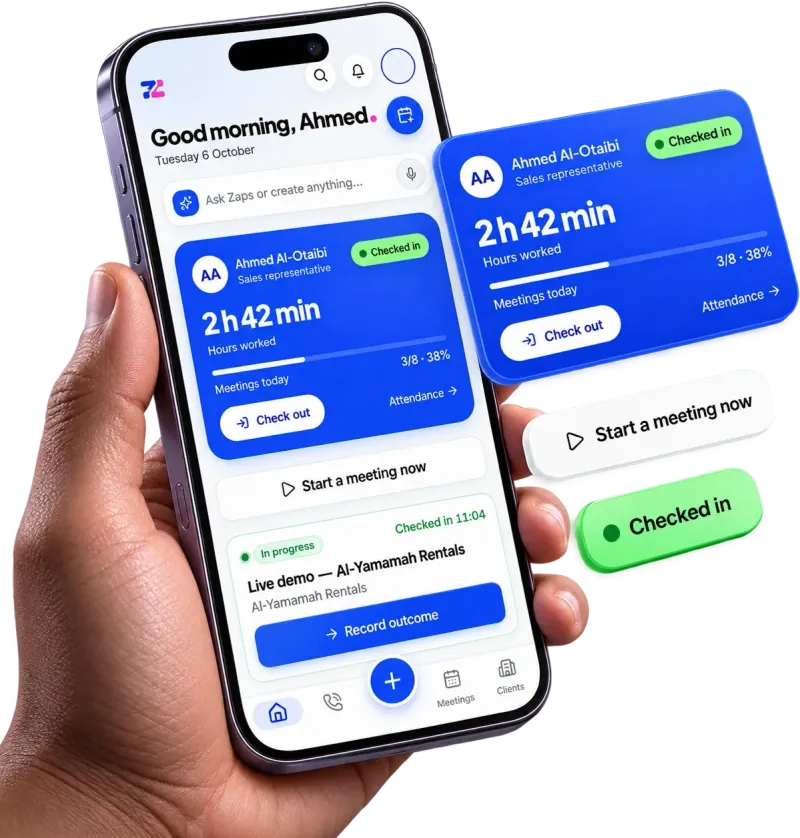 The Zaps app on a phone: checked in